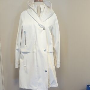 Celine White Shirt Coat with Structured Shoulders And Hood